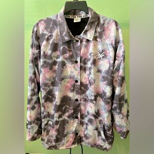 VICTORIA'S SECRET Love PINK Tie-Dye 1986 Lined Windbreaker Jacket Size Medium